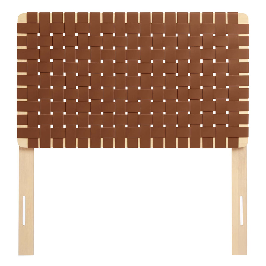 Sloane Weave Vegan Leather Twin Headboard in Natural Brown