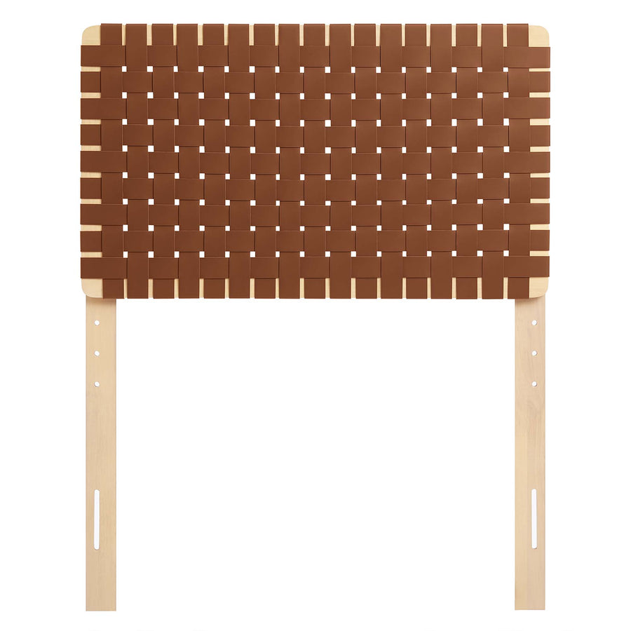 Sloane Weave Vegan Leather Twin Headboard in Natural Brown