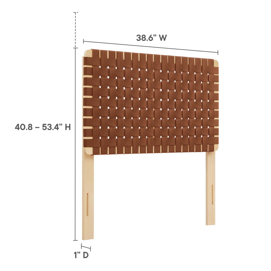 Sloane Weave Vegan Leather Twin Headboard in Natural Brown