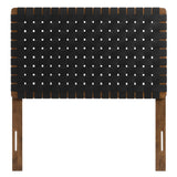 Sloane Weave Vegan Leather Twin Headboard in Walnut Black