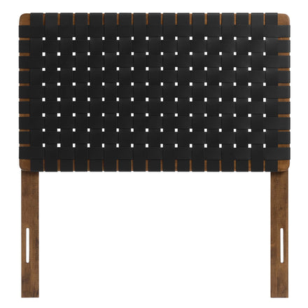 Sparta Weave Vegan Leather Twin Headboard in Walnut Black