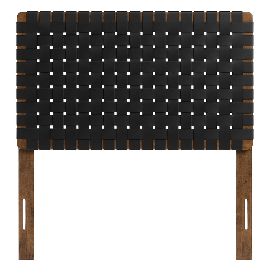 Sloane Weave Vegan Leather Twin Headboard in Walnut Black