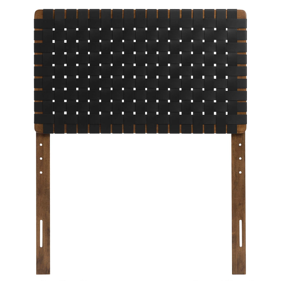 Sloane Weave Vegan Leather Twin Headboard in Walnut Black
