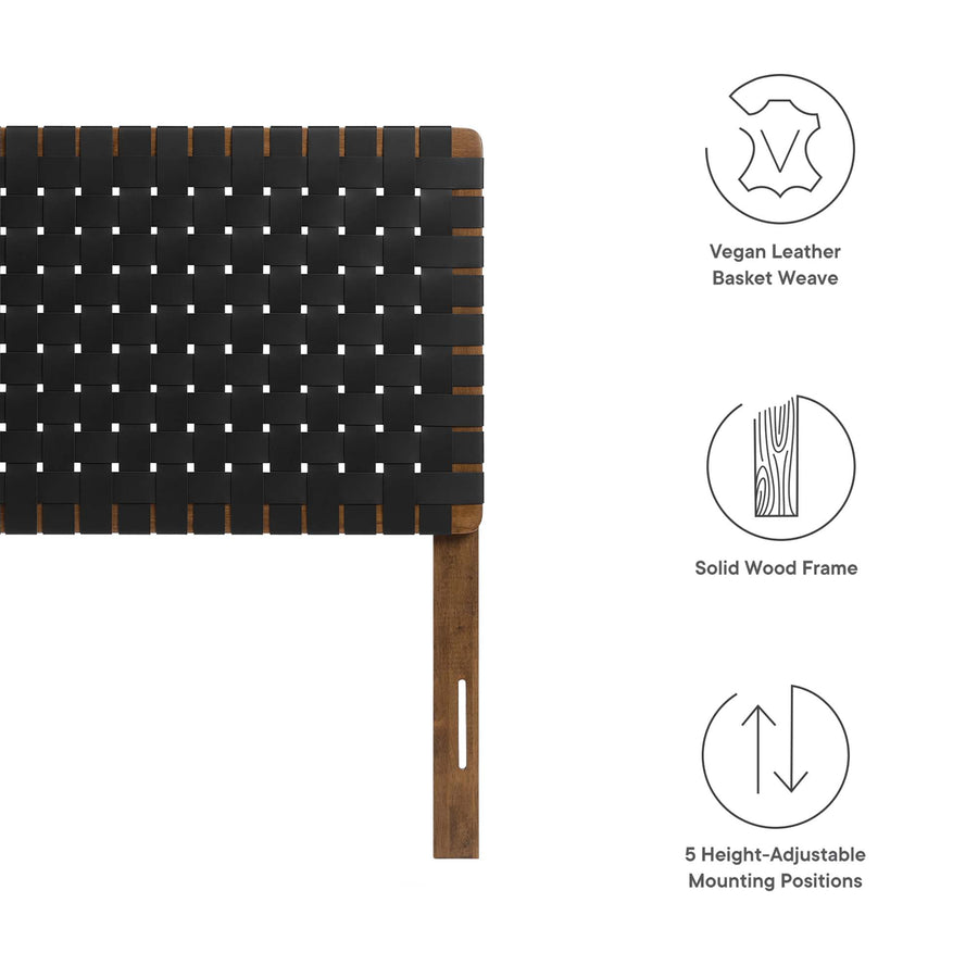 Sloane Weave Vegan Leather Twin Headboard in Walnut Black