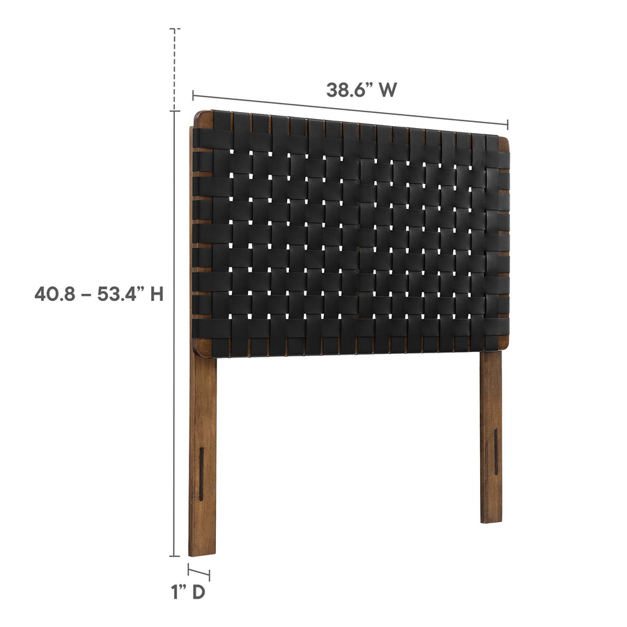 Sloane Weave Vegan Leather Twin Headboard in Walnut Black