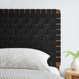 Sloane Weave Vegan Leather Twin Headboard in Walnut Black