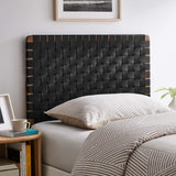 Sloane Weave Vegan Leather Twin Headboard in Walnut Black