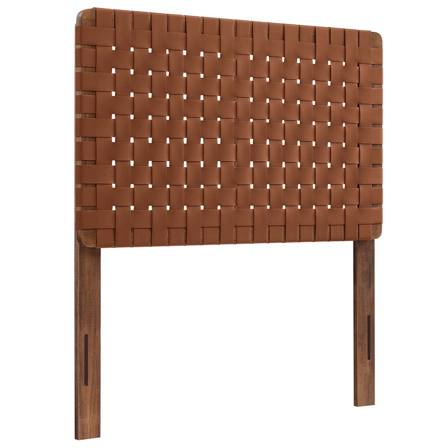 Sloane Weave Vegan Leather Twin Headboard in Walnut Brown