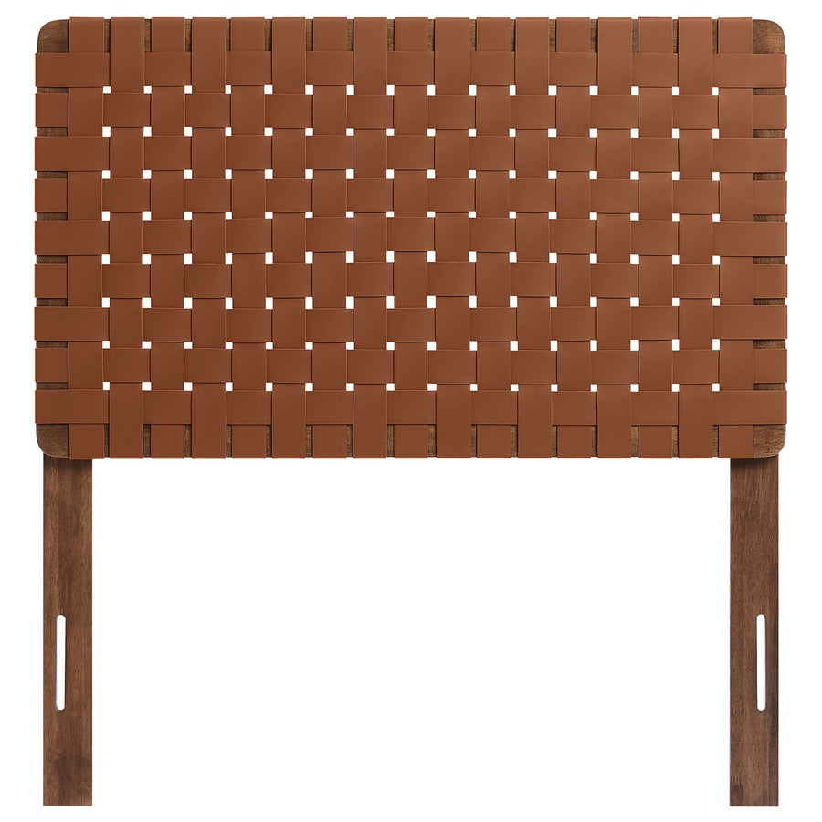 Sloane Weave Vegan Leather Twin Headboard in Walnut Brown