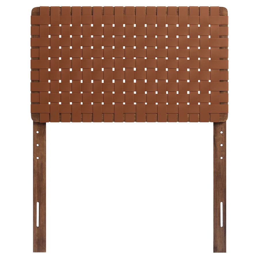 Sloane Weave Vegan Leather Twin Headboard in Walnut Brown