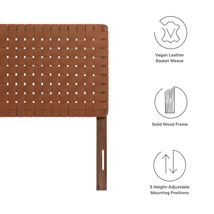 Sloane Weave Vegan Leather Twin Headboard in Walnut Brown
