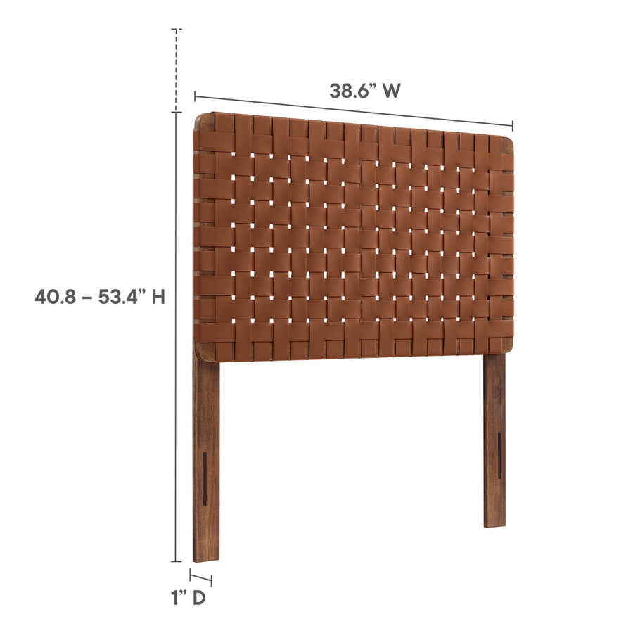 Sloane Weave Vegan Leather Twin Headboard in Walnut Brown
