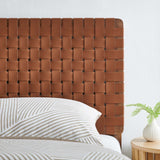 Sloane Weave Vegan Leather Twin Headboard in Walnut Brown