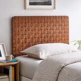 Sloane Weave Vegan Leather Twin Headboard in Walnut Brown