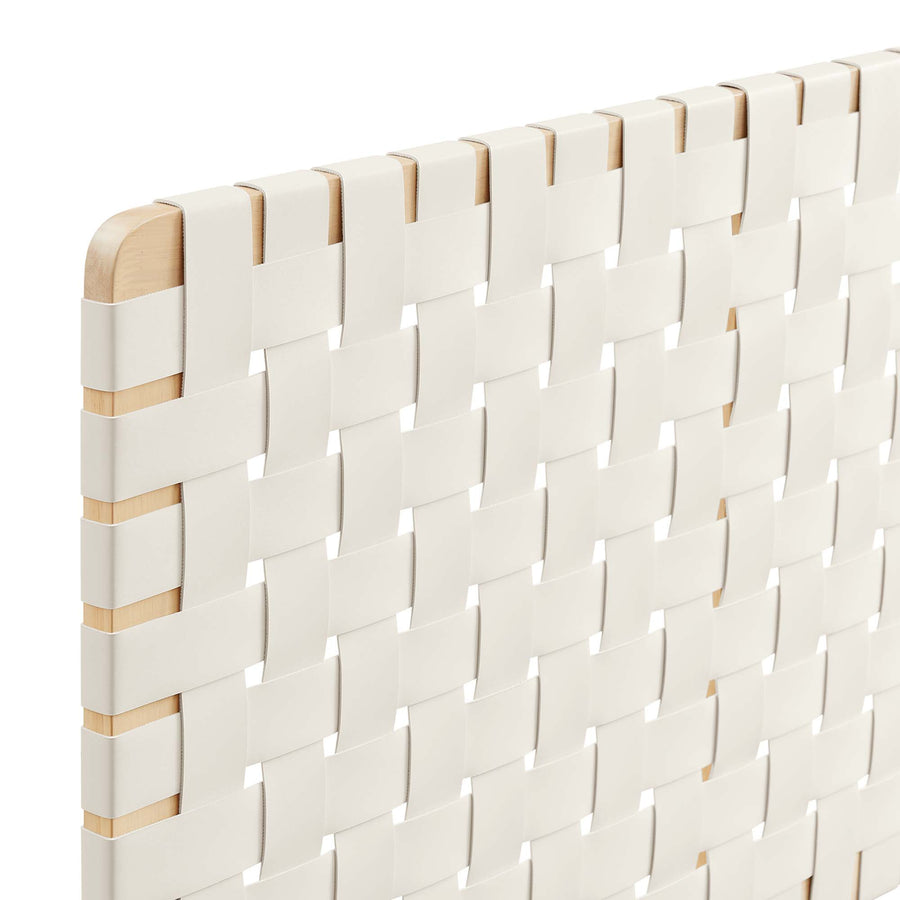 Sloane Weave Vegan Leather Full Headboard in Natural Beige