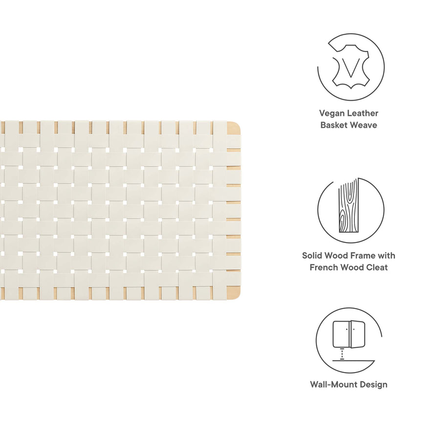 Sloane Weave Vegan Leather Full Headboard in Natural Beige