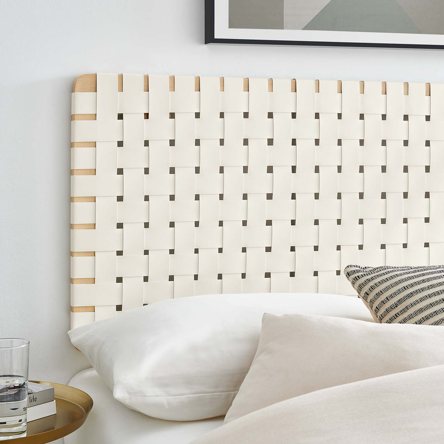 Sloane Weave Vegan Leather Full Headboard in Natural Beige