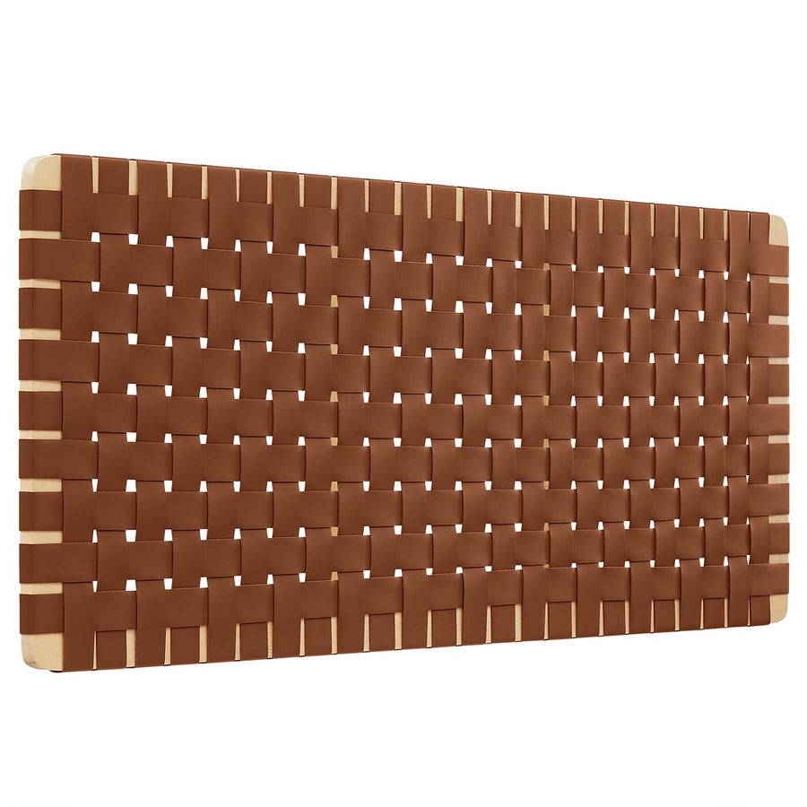 Sloane Weave Vegan Leather Full Headboard in Natural Brown