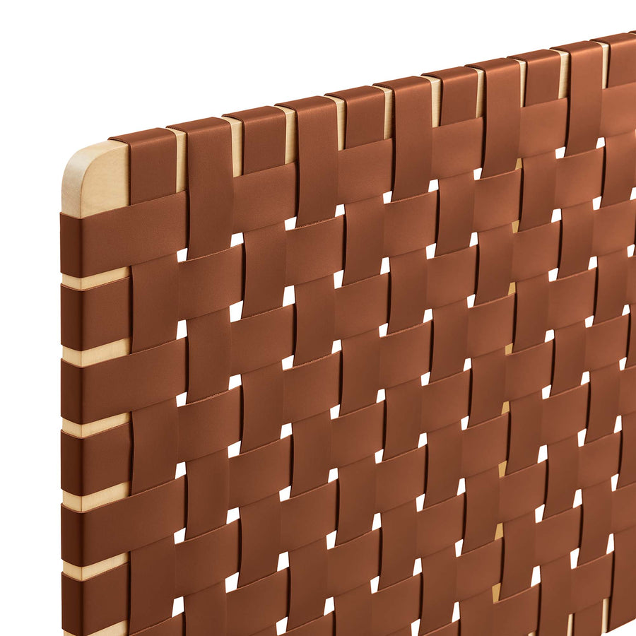 Sloane Weave Vegan Leather Full Headboard in Natural Brown