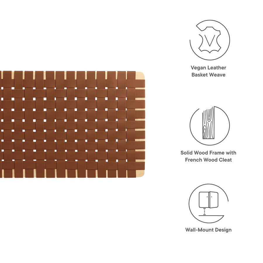 Sloane Weave Vegan Leather Full Headboard in Natural Brown