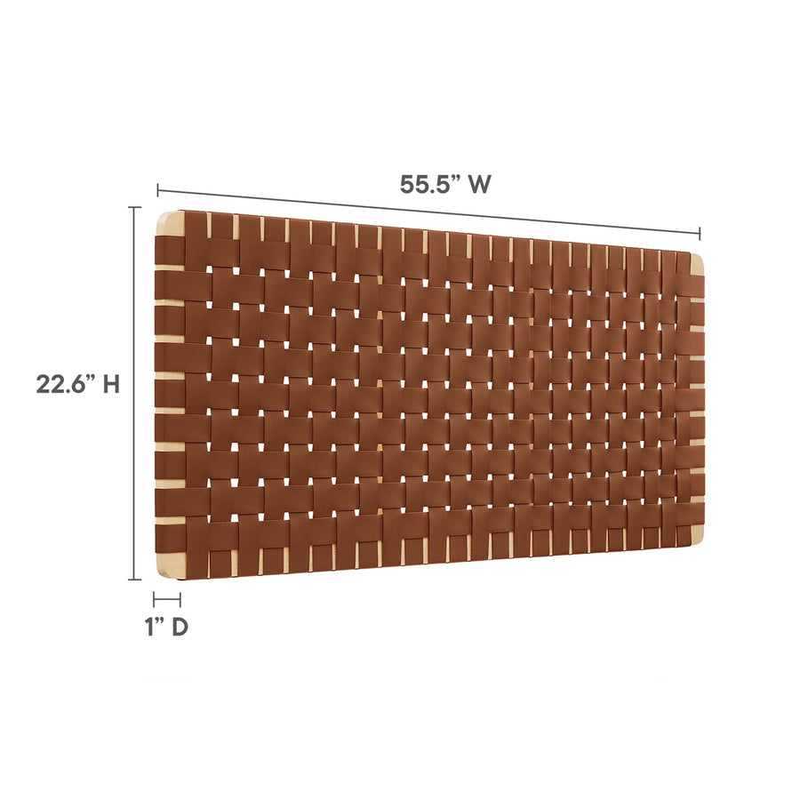 Sloane Weave Vegan Leather Full Headboard in Natural Brown