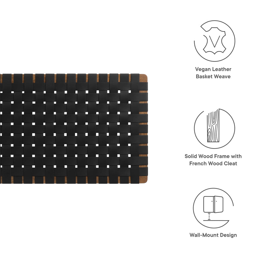 Sloane Weave Vegan Leather Full Headboard in Walnut Black