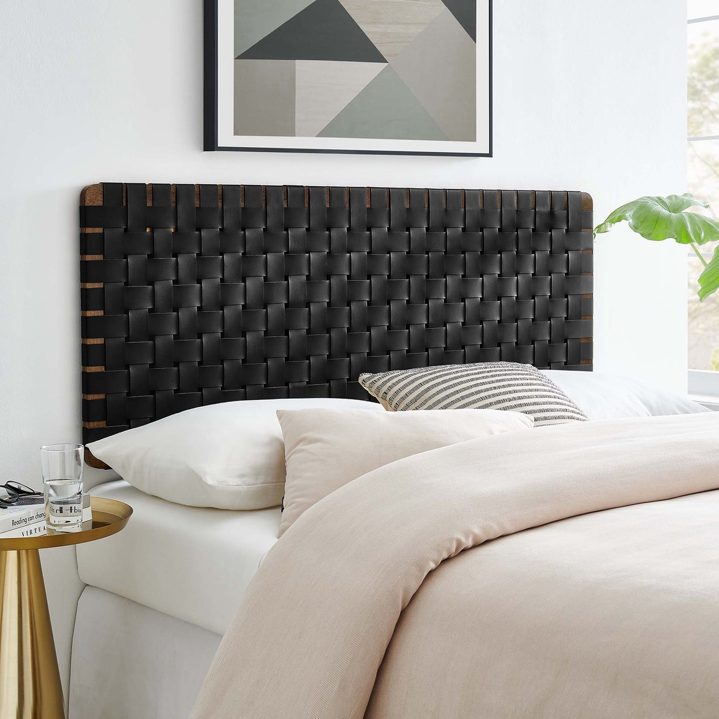 Sparta Weave Vegan Leather Full Headboard by Furniture For America