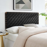 Sloane Weave Vegan Leather Full Headboard in Walnut Black