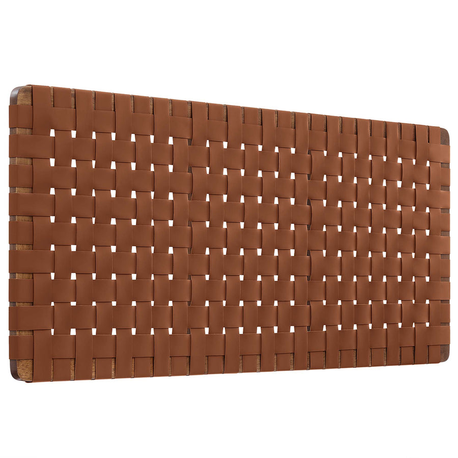 Sloane Weave Vegan Leather Full Headboard in Walnut Brown
