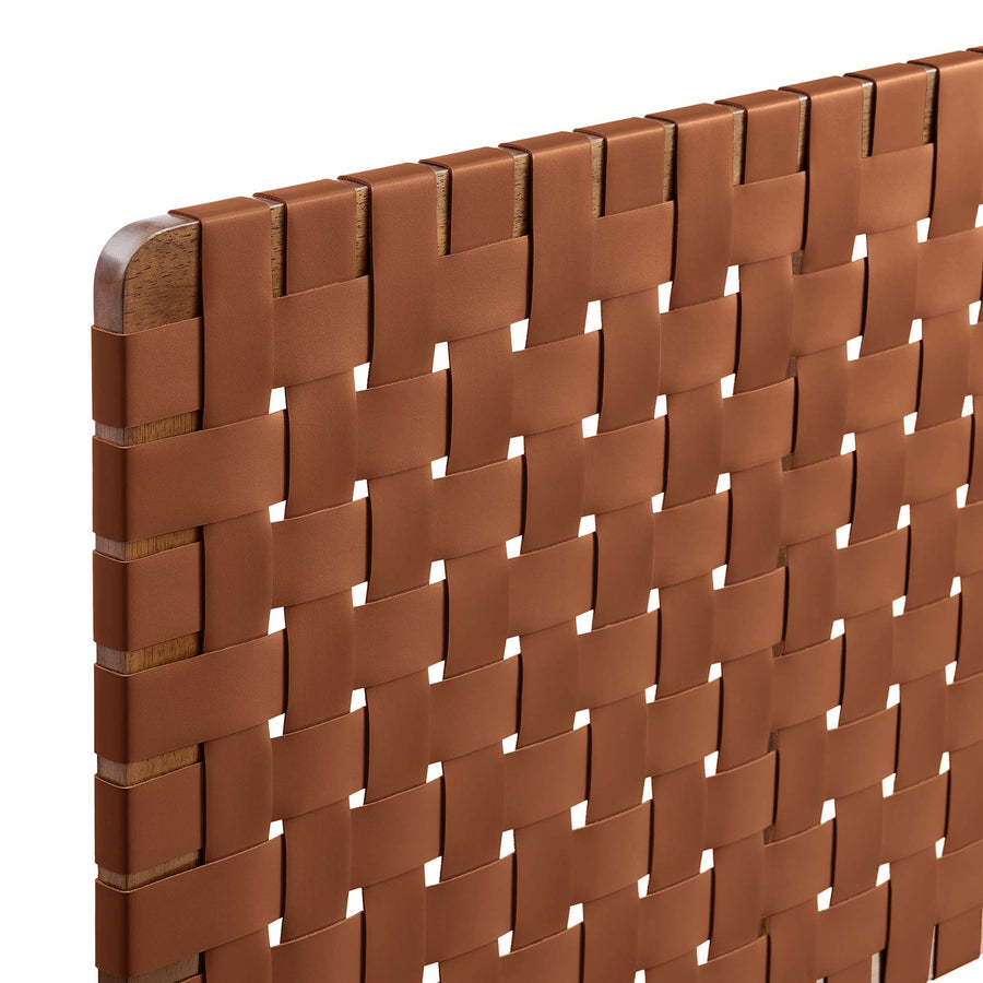 Sloane Weave Vegan Leather Full Headboard in Walnut Brown