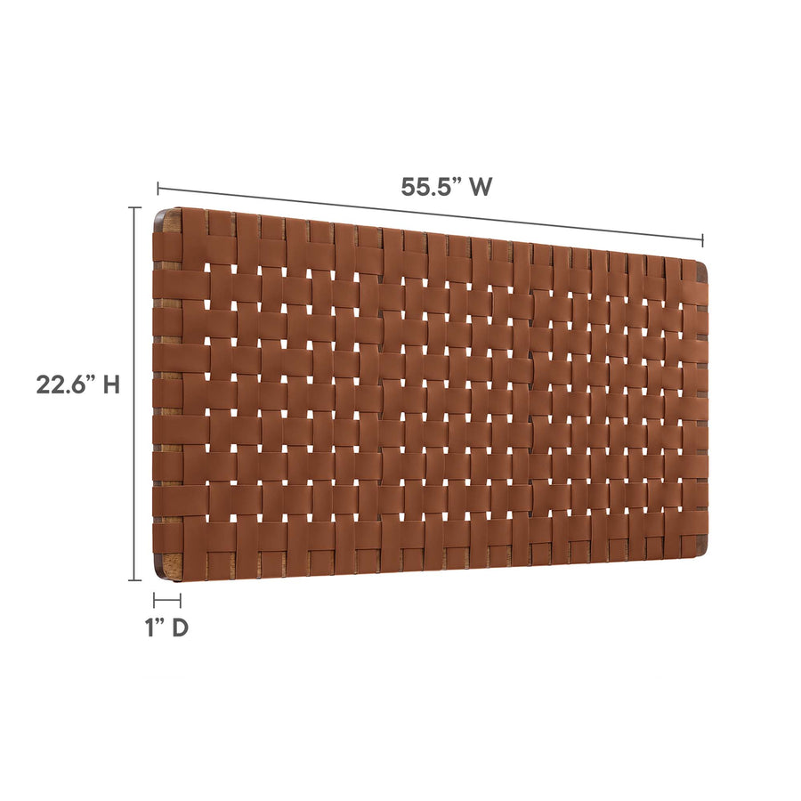 Sloane Weave Vegan Leather Full Headboard in Walnut Brown