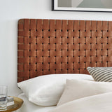 Sloane Weave Vegan Leather Full Headboard in Walnut Brown