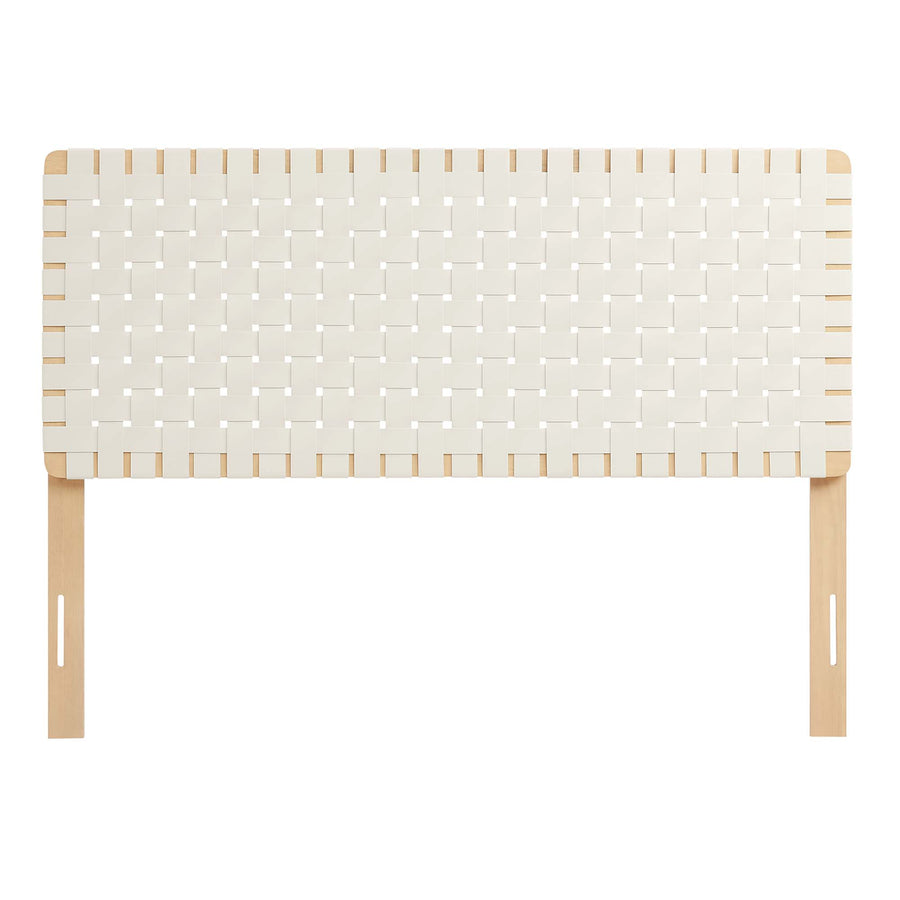Sloane Weave Vegan Leather Full Headboard in Natural Beige
