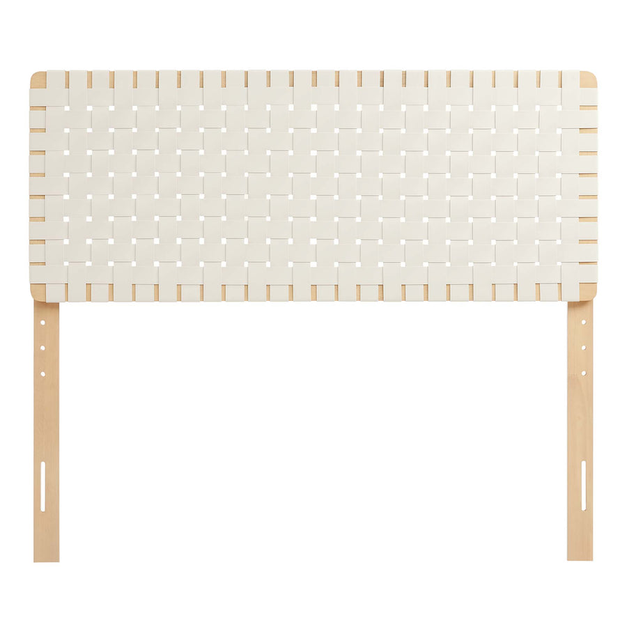 Sloane Weave Vegan Leather Full Headboard in Natural Beige