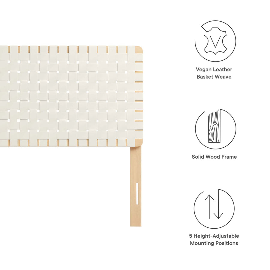 Sloane Weave Vegan Leather Full Headboard in Natural Beige