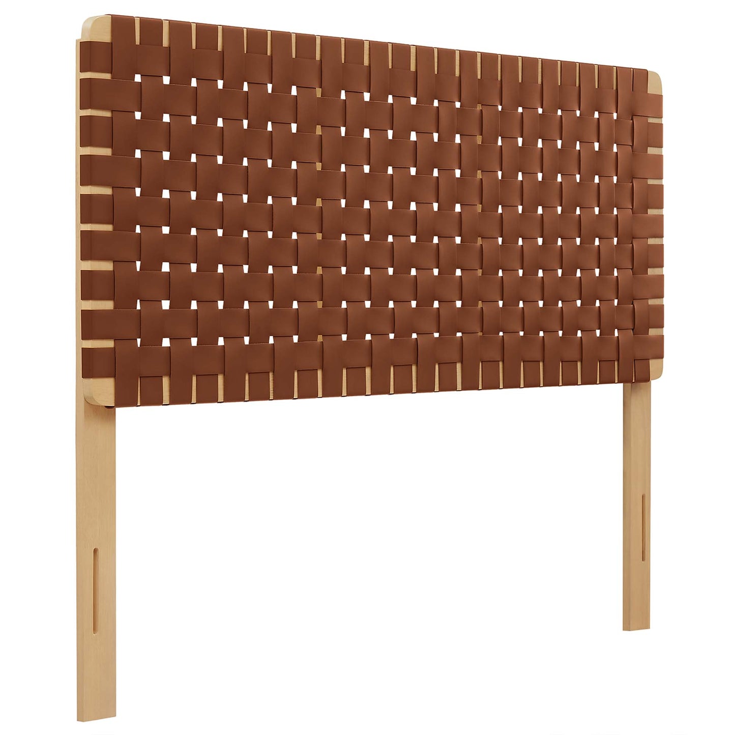 Sloane Weave Vegan Leather Full Headboard in Natural Brown