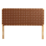 Sloane Weave Vegan Leather Full Headboard in Natural Brown
