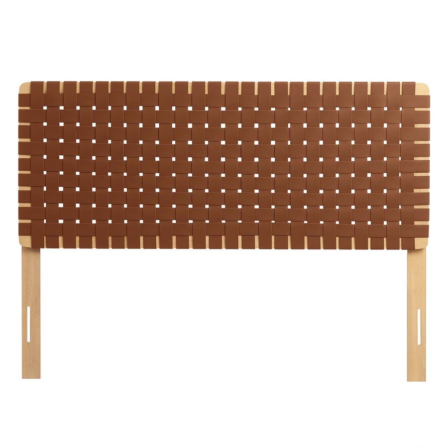 Sloane Weave Vegan Leather Full Headboard in Natural Brown