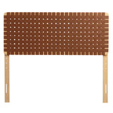 Sloane Weave Vegan Leather Full Headboard in Natural Brown