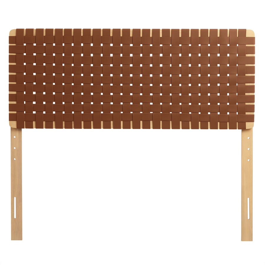 Sloane Weave Vegan Leather Full Headboard in Natural Brown
