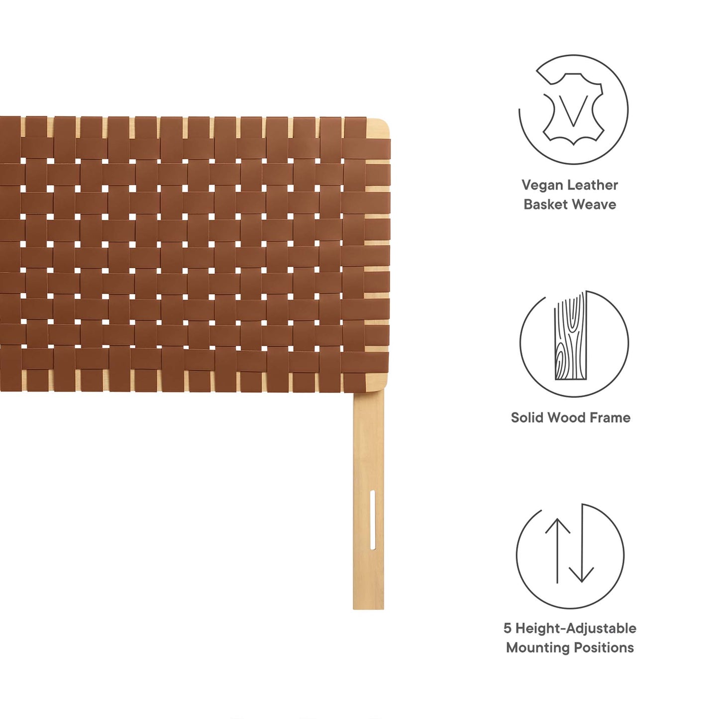 Sloane Weave Vegan Leather Full Headboard in Natural Brown