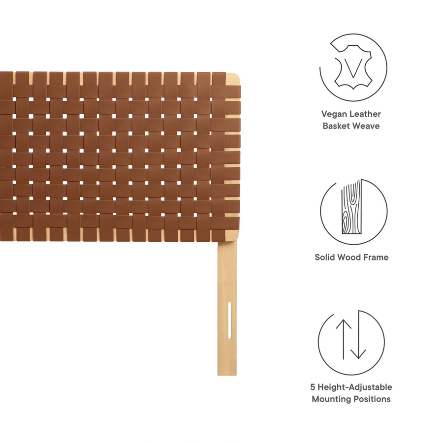 Sloane Weave Vegan Leather Full Headboard in Natural Brown