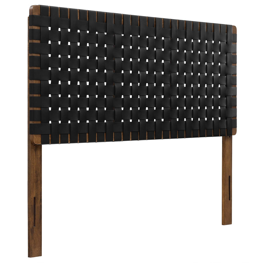 Sloane Weave Vegan Leather Full Headboard in Walnut Black