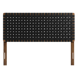 Sloane Weave Vegan Leather Full Headboard in Walnut Black