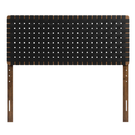 Sparta Weave Vegan Leather Full Headboard in Walnut Black
