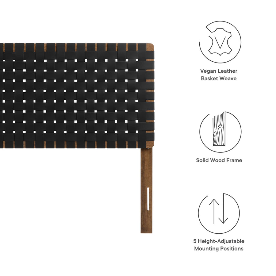 Sloane Weave Vegan Leather Full Headboard in Walnut Black