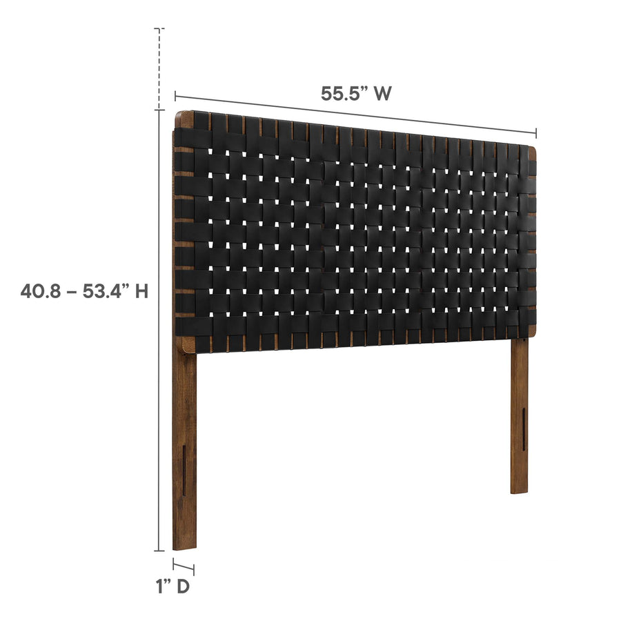 Sloane Weave Vegan Leather Full Headboard in Walnut Black