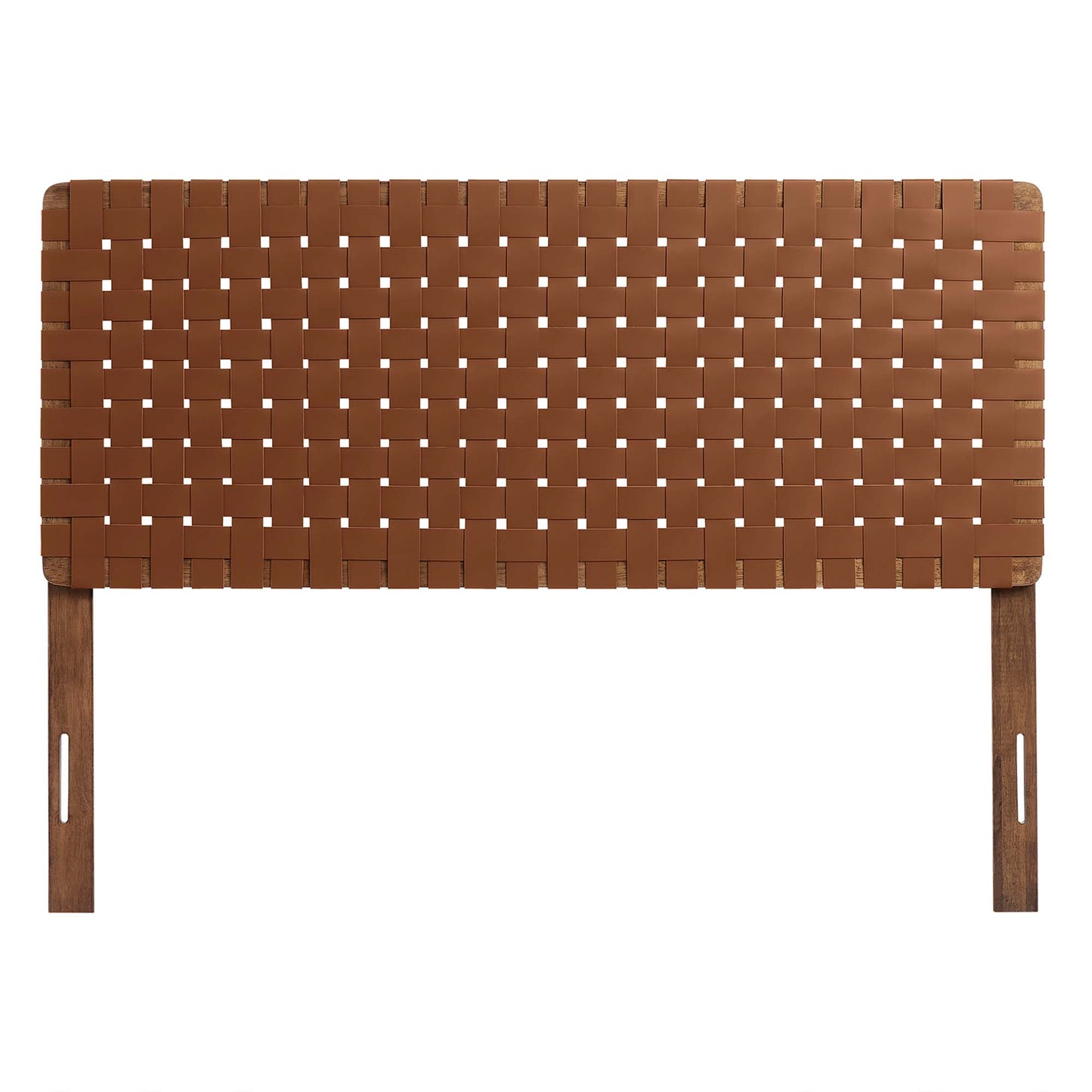 Sloane Weave Vegan Leather Full Headboard in Walnut Brown