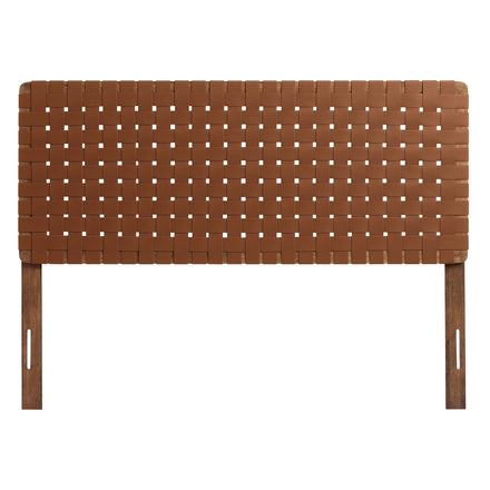 Sparta Weave Vegan Leather Full Headboard in Walnut Brown