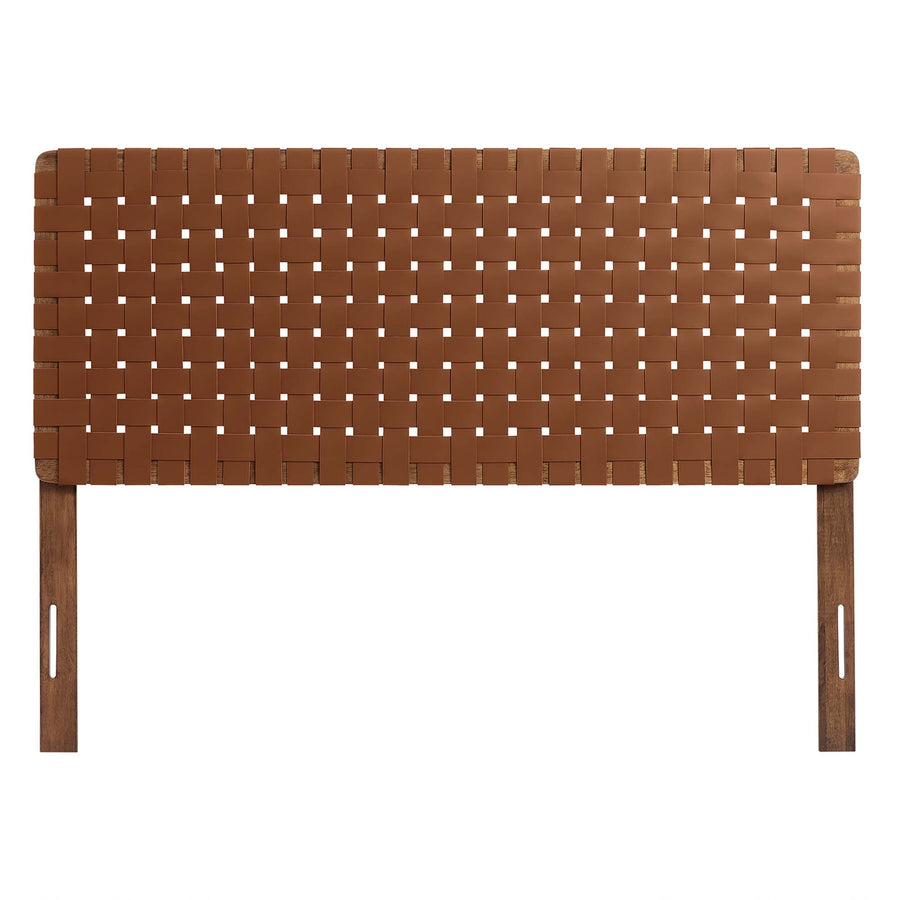 Sloane Weave Vegan Leather Full Headboard in Walnut Brown